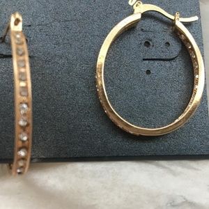 Gold Rhinestone Hoop Earrings